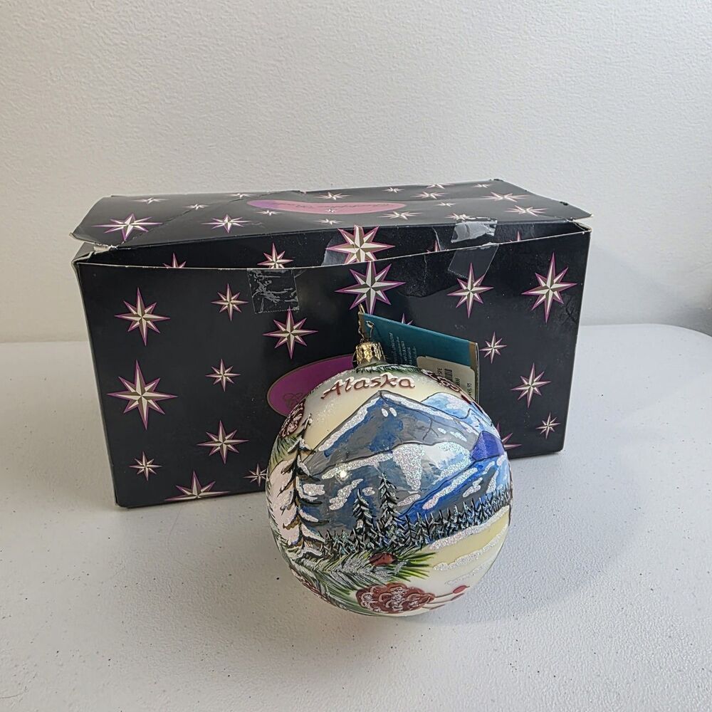 Christopher Radko Large Ball Ornament Very Rare HTF Alaska Box Handpainted New